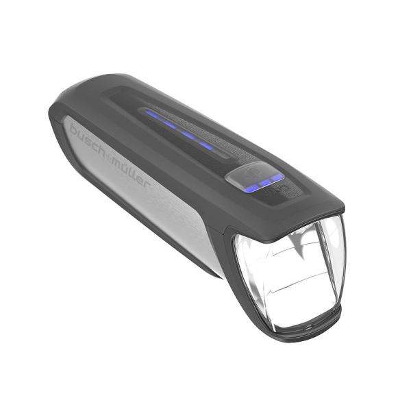 B&M LED Akkufrontleuchte 70 LUX IXON Core 2 181GP silber mit Halter 481GP (h&auml;ngende Montage)